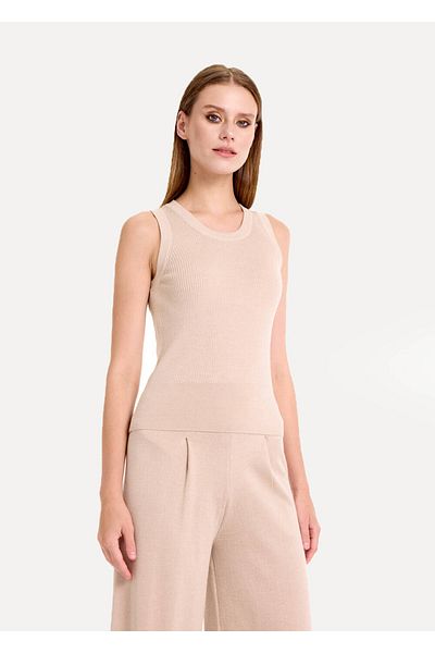 Knitss Μάλλινο Merino Αμάνικο Φυσικό Πλεκτό Μπλουζάκι