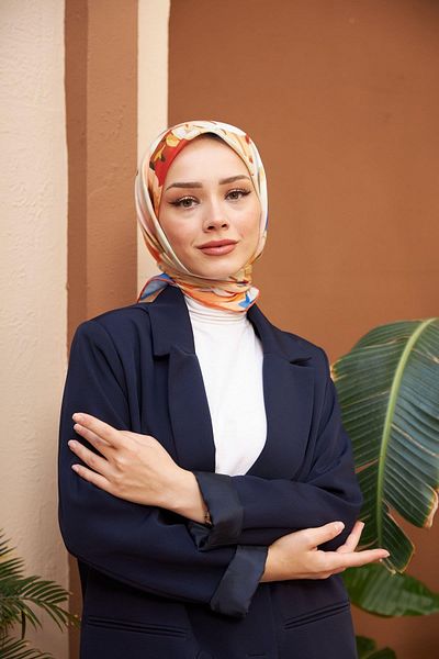 İpekhan Nature Line Rose Soft Scarf Blue Cream 1156-02