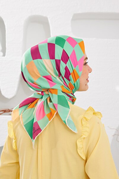 İpekhan Relax Geometrik Ala М'яка шарф персиковий жовтий 1139-14