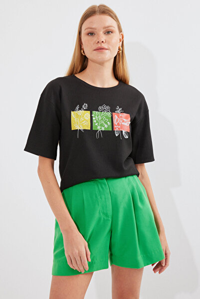 Bigdart 913 Baskılı Örme Basic Tişört - Siyah