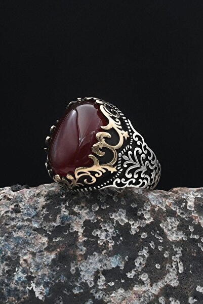 Prestige Akik Taşlı 925 Ayar Gümüş Erkek Yüzüğü 901257