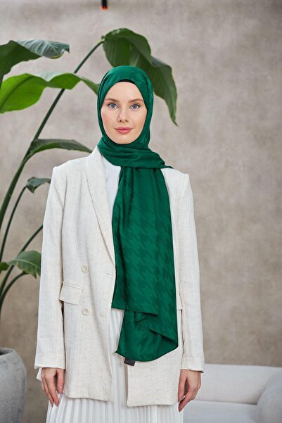 İpekhan Μοτίβο Neo Houndstooth Μεταξένιο Σάλι Ζακάρ Σμαραγδένιο Πράσινο 9010-13