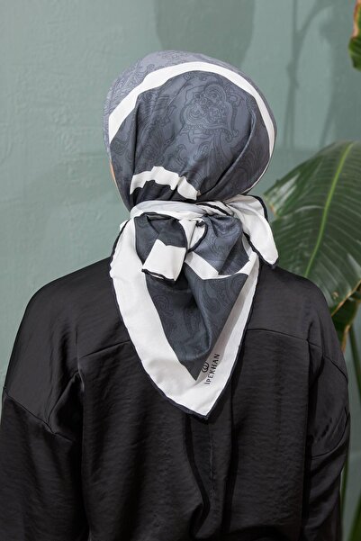 İpekhan İpekhan Ethnic Pattern Σειρά Γκρι Βαμβακερό Φουλάρι βισκόζης 1127-04