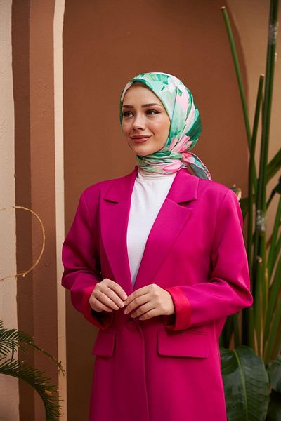 İpekhan Nature Line Rose Soft Scarf Green Pink 1156-13