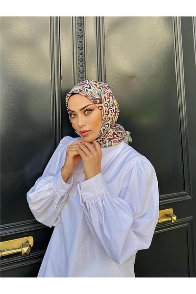 İpekhan Relax Ebruli Soft Scarf Water Green White 1147-06
