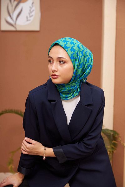 İpekhan Aura Houndstooth Soft Scarf Mint Green 1155-01