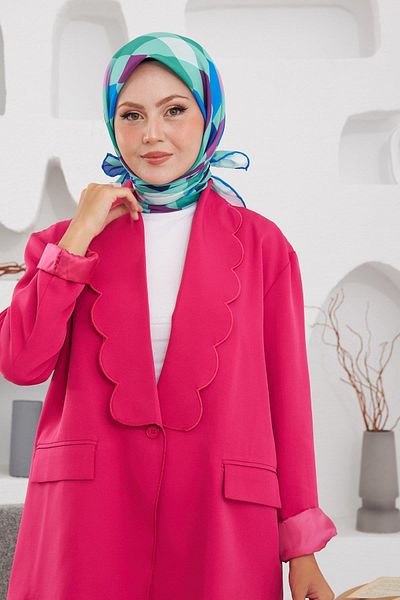 İpekhan Relax Geometric Ala Soft Scarf Sky Blue 1139-06