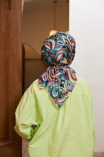 İpekhan Geo Oval Μαλακό Κασκόλ Καφέ Navy Blue 1158-01