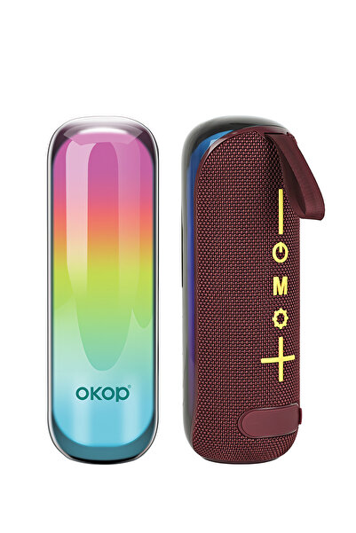 Okop Bluetooth Hoparlör RGB ışıklı taşınabilir mini ses bombası radyo özellik...