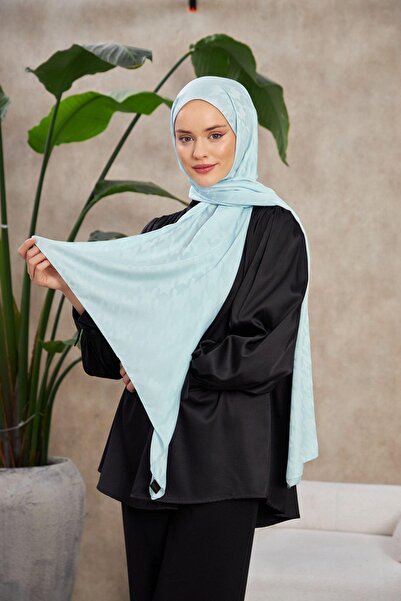 İpekhan Neo Crowbar Pattern Silky Jacquard Shawl Gray Blue 9010-10