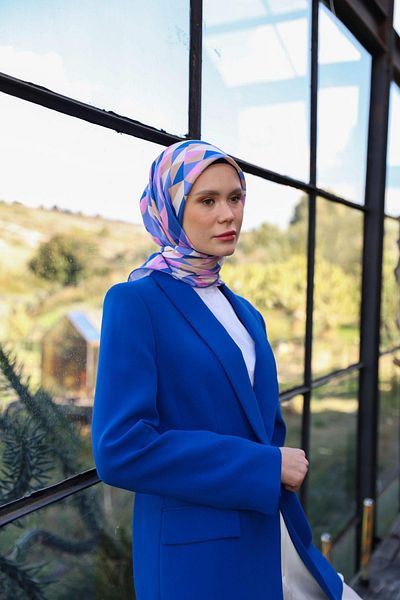 İpekhan Μαλακό κασκόλ Triano Pattern Blue Mink 1171-11