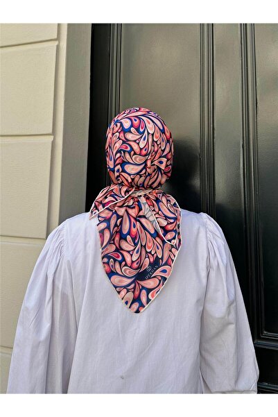 İpekhan Relax Ebruli Μαλακό Κασκόλ Ροζ Ναυτικό Μπλε 1147-04