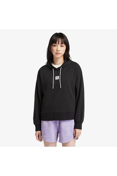 Timberland Дамски черен суичър с качулка Aop Polar 1/4 Fleece
