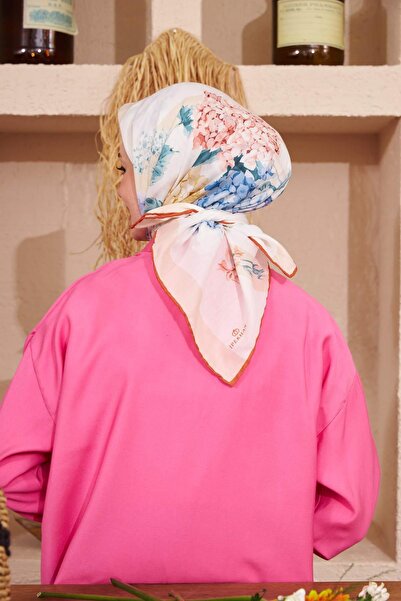 İpekhan Іпекхан Квіти Помаранчевий Бавовняний Віскозний Шарф - 1115-14