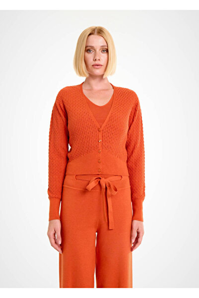 Knitss V-Neck Orange Knitwear Cardigan