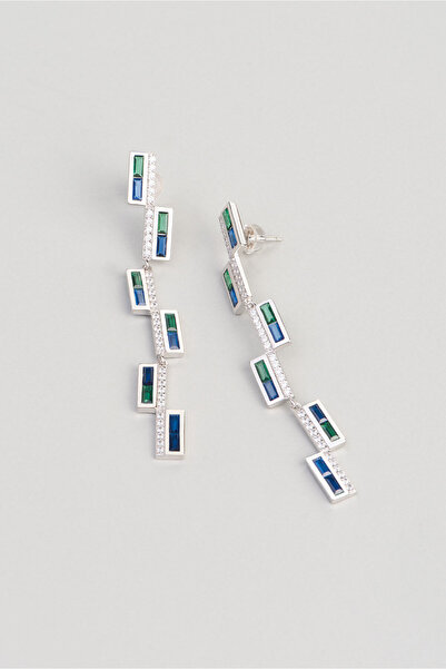 So CHIC... Modern Tasarım 18 Ayar Beyaz Altın Kaplama Gümüş Küpe