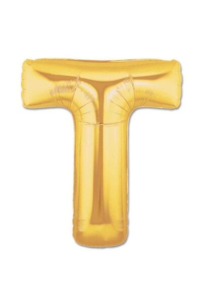 Leyaton LWLHMRS-IEG ieg ™   بالون فويلي على شكل حرف T لون ذهبي 40 بوصة