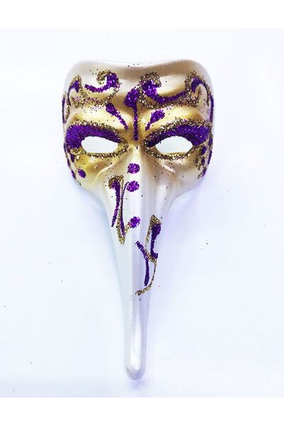 Marsilyan Made from Purple Color Embroidered Ceramic Material Venice Long Mas...
