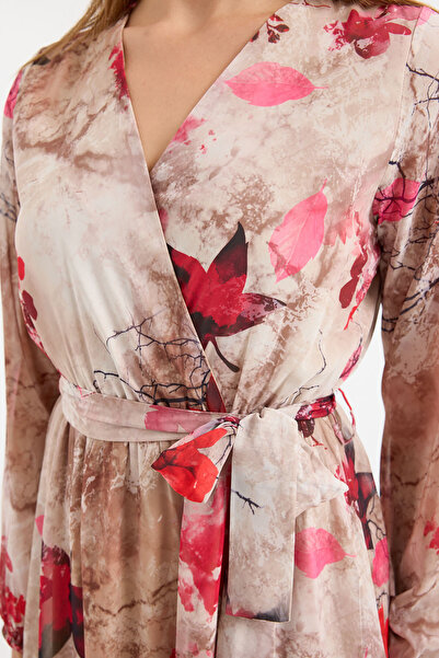 Bigdart 2134 Μοντέλο Μπεζ Φόρεμα Σιφόν - Με Σχέδιο