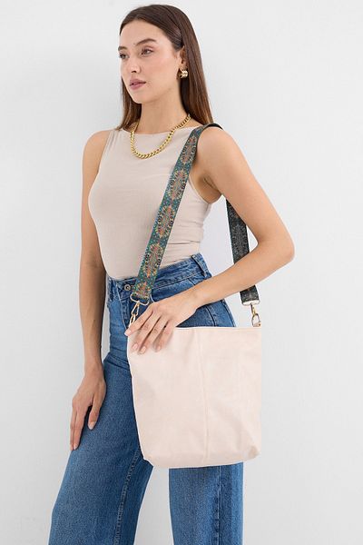 Bigdart 010173 Faux Leather Cream Shoulder Bag