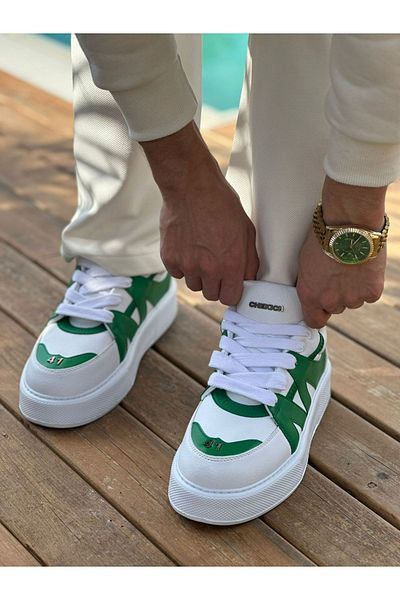Paolo Zaccardi P2407 Star-X Ανδρικό Sneaker - Ορθοπεδική σόλα, Casual Skin, Λευκό/Πράσινο CBT