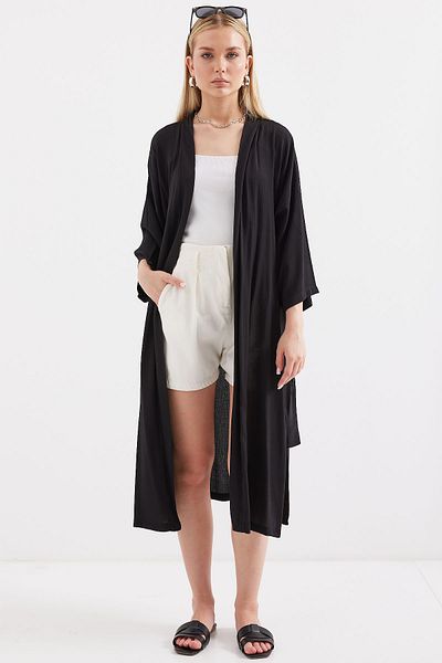 Bigdart Schwarzer Sommerkimono 5835 – Schlitzdetail