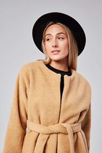 NEVEGE BUTİK Пальто з хутряною підкладкою та капюшоном, прикрашене візерунком...