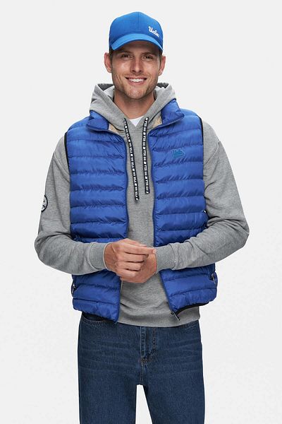 UCLA BLUME Mavi Fermuarlı ve Cepli Polyester Standard Fit Erkek Yelek