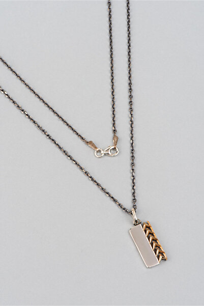 So CHIC... Geometrik Desenli Gümüş Erkek Kolye