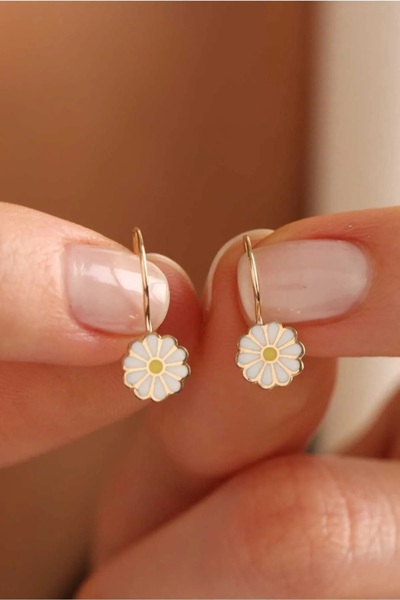 Çgk Çiğdem Gürel Kuyumculuk 14 Ayar Papatya Çocuk Küpesi