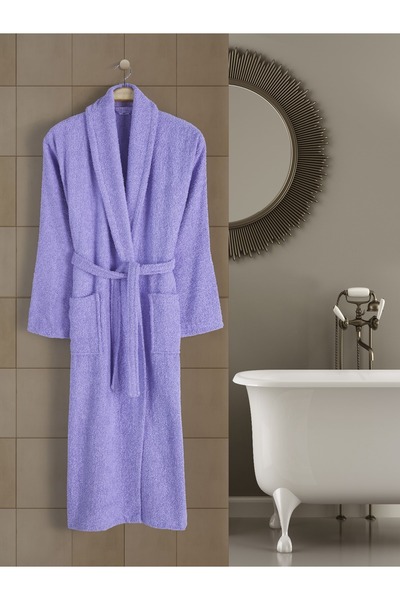 ROZET TEKSTİL Lila Büyük Beden Şalyaka Pamuklu Hamam Sauna Banyo Battal Kadın Erkek Unisex 3xl 4xl Bornoz
