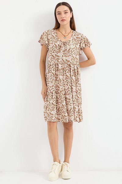 Bigdart 2352 Model rochie scurtă bronzată cu decolteu în V