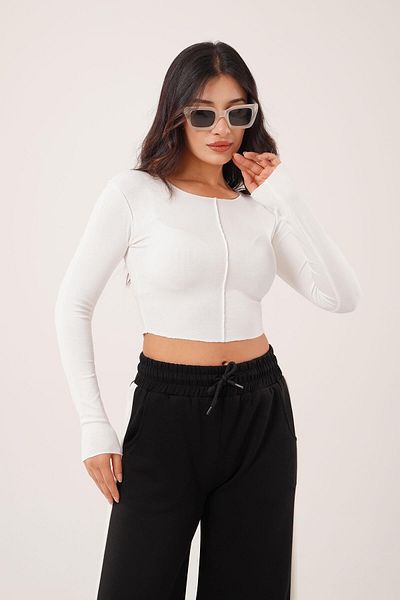 Hipo Trend Reverse Stitched Basic White Body Blouse