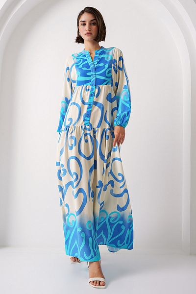 Bigdart Authentic Patterned 2423 Model Dress - C.blue