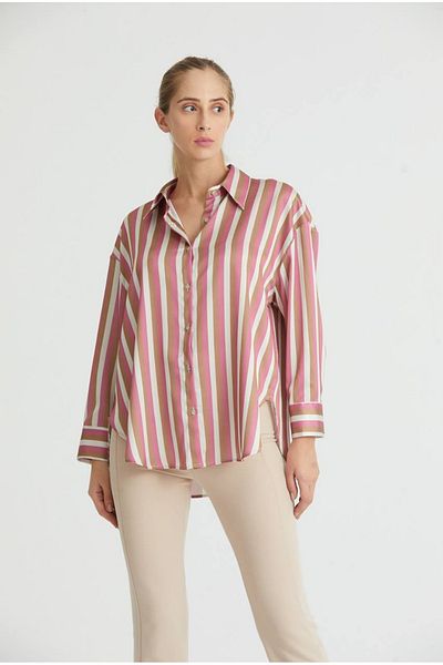 PERA MODA Cămașă de damă oversize cu model din satin - largi