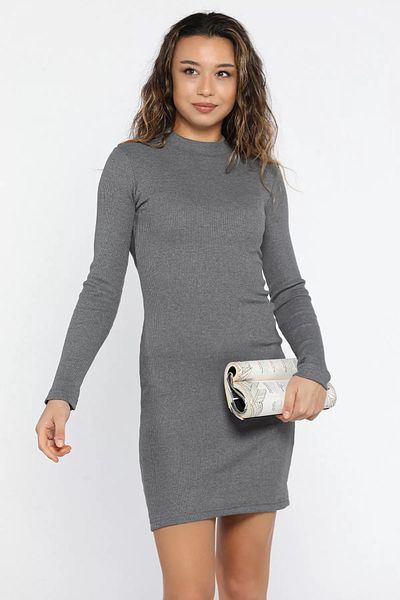 GÜLSELİ Σκούρο γκρι μισό ζιβάγκο Lycra Camisole φόρεμα