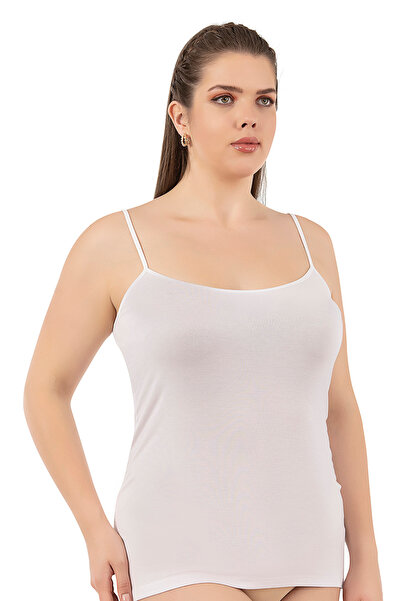 ÖZKAN underwear Özkan 25923 Women's Viscose Satin Ribbed Flexible Soft Comfortable Plus Size Undershirt