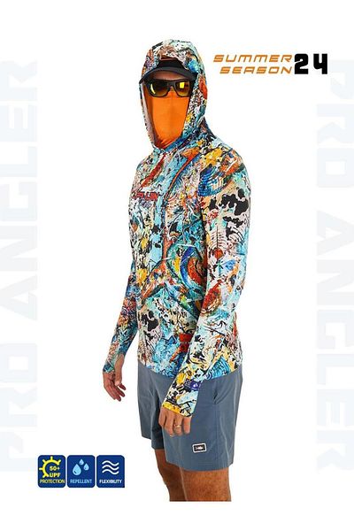 Fujin Pro Angler S24 Makai Orange Hoodie and Buff - Size L
