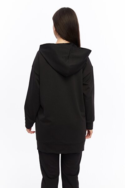 ESPOİRPLUS Women's Black Cangarous Pocket Zippered Double Sports Set