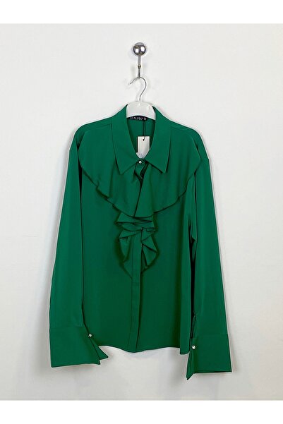 PERA MODA بلوزة كبيرة الحجم بياقة مكشكشة