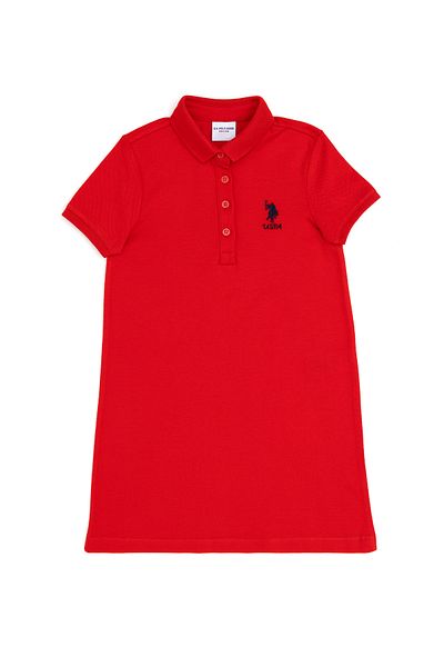 U.S. Polo Assn. Girl's Red Polo Neck Knitted Dress 50288076 -Vr030
