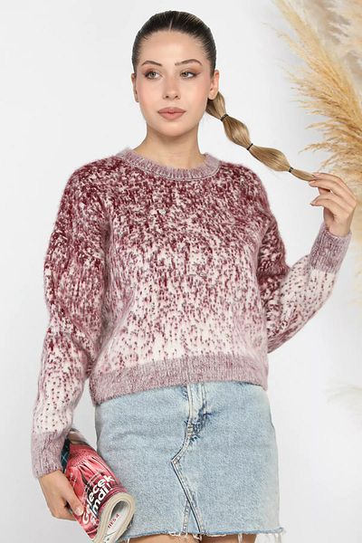 GÜLSELİ Pulover de damă roșu Claret cu model din piatră