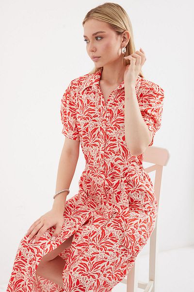 Bigdart 2213 Model Red Viscose Short Sleeve Dress