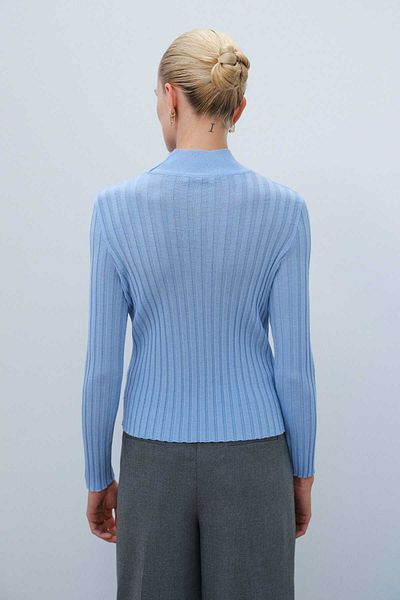 Mısırlı Light Blue Half-Toe Women's Sweater