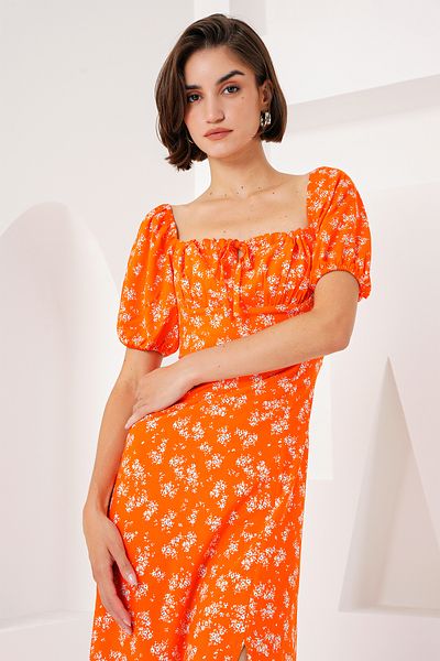 Bigdart 2387 Model Orange Orange Slit Dress