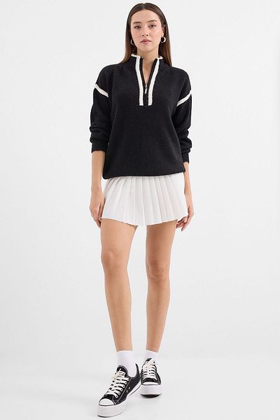 Bigdart PULOVER DAMA OVERSIZE Zip - NEGRU