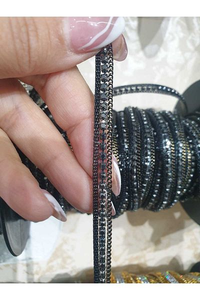 ESRA ŞELEM Iron-On Thin Stone Detailed Decorative Strip Clothing Accessory Hobby Applique