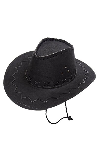 Skygo Lace-Up Children's Boy Nubuck Suede Cowboy Hat Black Color