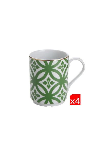 Porland Morocco Pattern Green Mug 340Cc 4 Pieces 04Ap 018891