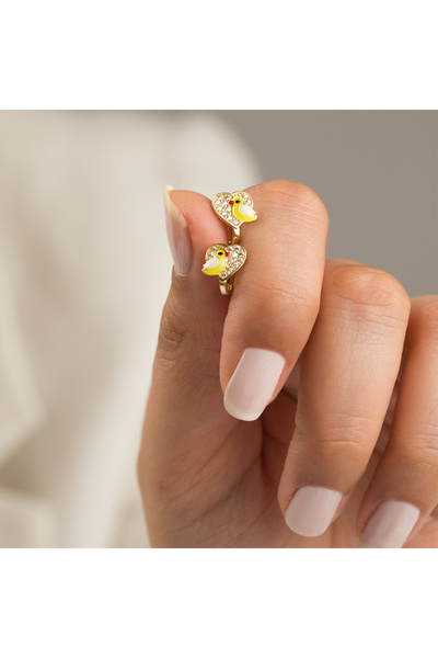 Çgk Çiğdem Gürel Kuyumculuk 14 Ayar Civciv Kalpli Çocuk Küpesi